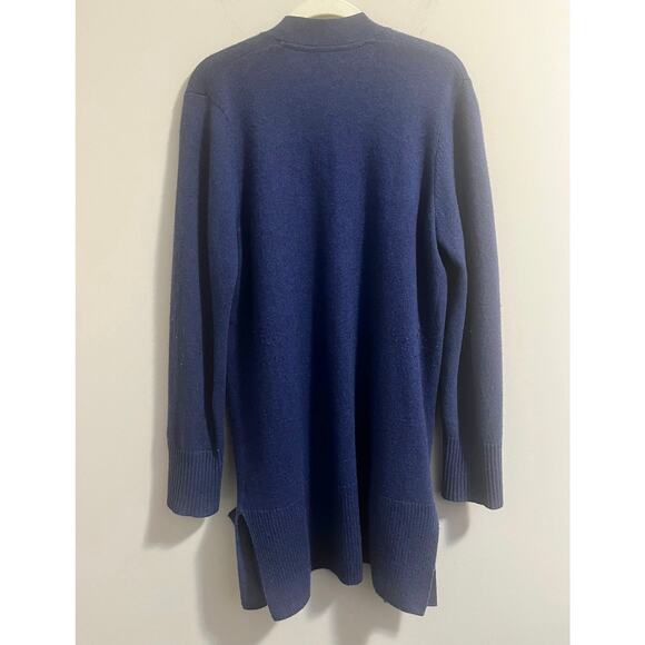 LL Bean Classic 100% Cashmere Open Front Cardigan w/Pockets Blue Women's M - Picture 2 of 7
